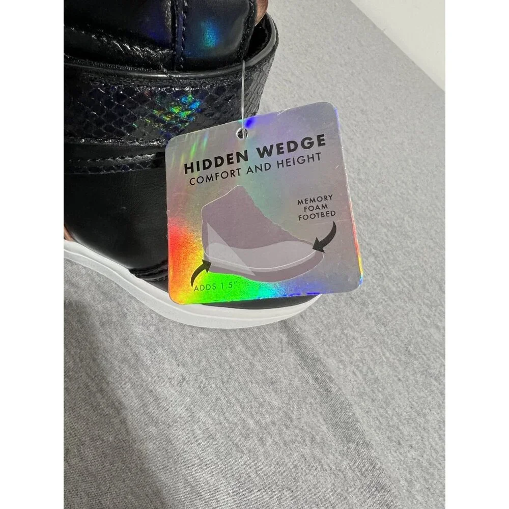 Skechers Street Shoes Girls Size 1.5 Hidden Wedge Metallic Hearts High‎ Top
